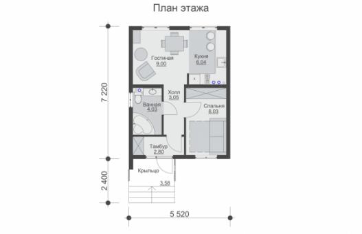 Одноэтажный дом с кухней-гостиной